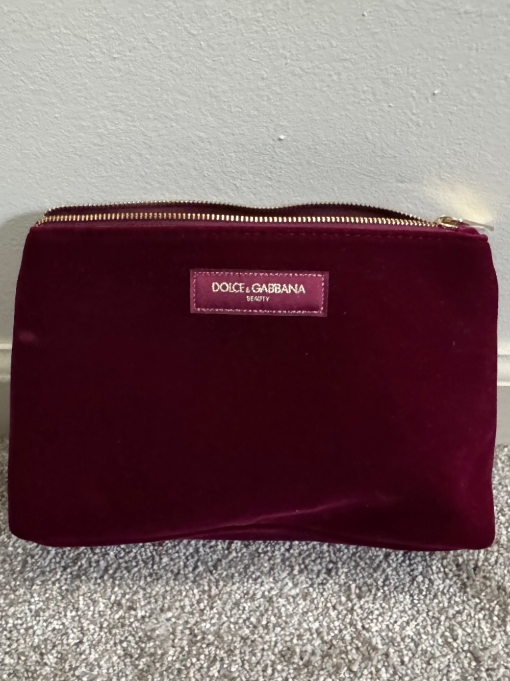 Dolce & Gabbana Burgundy Velvet Cosmetic Bag